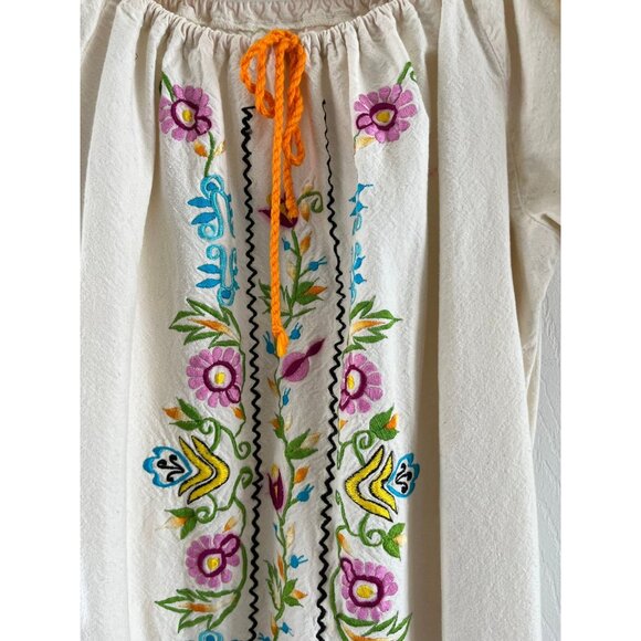 Vintage Mary Vi BARBADOS Maxi Dress Floral Embroidered Mexico Size 36 Gathered - Picture 8 of 10